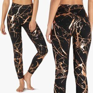 Beyond‎ Yoga Lost Your Marbles Leggings- Black & Shiny Rose Gold Marble- Size XS